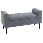 Banco para Pé de Cama Acolchoado com Espaço de Armazenamento Banco Multifuncional com Braços Tampa e Pés de Madeira para Dormitórios Sala de Estar 116x44x58 cm Cinza