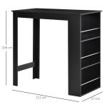 Mesa Bar de Bistrô com 3 Prateleiras com Suporte Estilo Moderno para Cozinha Sala de Estar Estrutura de Melamina 112x57x106cm Preto