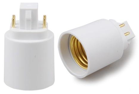 Suporte Adaptador Lampada PL G24d (4 Pinos) - E27