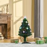 Árvore de Natal Artificial 90cm Árvore de Natal com 12 Luzes LED 3 Cores e 90 Ramos PVC Decoração de Natal Verde