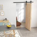 Kit de Ferragens para Porta de Correr Dobrável 122 cm para 2 Portas com Calha, Preto