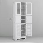 Armário Casa de Banho Coluna Casa de Banho com 6 Portas Prateleiras Ajustáveis Anti - tombo 60x30x170,5 cm Branco