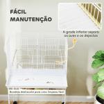 Gaiola para Pássaros com Divisória Rodas Gaiola para Aves com Comedouros Poleiros e Bandeja Removível 76x46x116 cm Branco