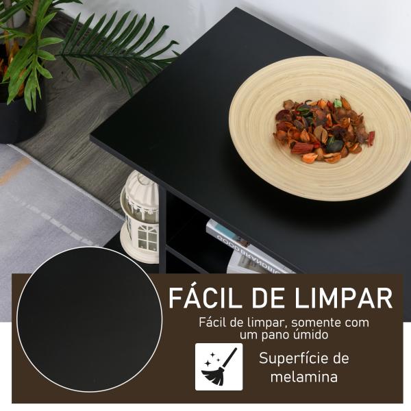 Móvel para TV para Televisores de até 42 Polegadas Móvel de TV com Prateleiras e Rodas com Travão 80x40x40cm Preto