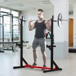 Suporte Ajustável para Barras de Peso Suporte Multifuncional para Exercício em Casa academia Carga 150kg Altura Ajustável 121 - 171cm Preto e Vermelho