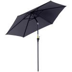 Chapéu de Sol de Jardim Ø270x235cm Chapéu de Sol de Alumínio Reclinável com Manivela e 6 Hastes para Terraço Exterior Balcão Cinza