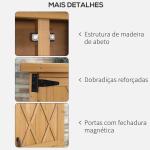Abrigo de Jardim em Madeira, 75x40x90 cm Armazenamento de Ferramentas, com 4 Prateleiras 2 Portas e Telhado de Aço Galvanizado Madeira