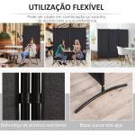 Biombo de 3 Paineis Separador de Ambientes Dobrável Biombo de Privacidade com 6 Pés de Metal 253x50x182 cm Preto