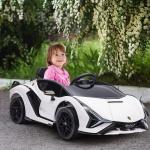 Carro Elétrico Lamborghini SIAN 12V com Controle Remoto Abertura da Porta Música MP3 USB e Faróis 108x62x40 cm Branco