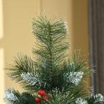 Árvore de Natal Artificial 150cm Ignífugo com 360 Ramos 38 Bagas Folhas de PVC Base Dobrável e Suporte Metálico Verde