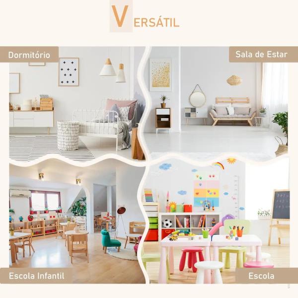 Conjunto Infantil de Mesa e 2 Cadeiras de Madeira Móveis Infantil para Sala de Jogos Dormitório de Crianças Mesa 56x56x50cm e Cadeira 28x25x46cm Branco