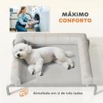 Cama Elevada para Cães com Latertais Amovíveis Cama Elevada para Cães Pequenos Portátil com Malha Respirável 90x65x30 cm Cinza