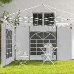 Paredes Laterais para Tenda de 2 Painéis 295x195 cm com Janela Enrolável e Porta com Fecho de Correr para Tenda 3x3 m ou 3x6 m Branco