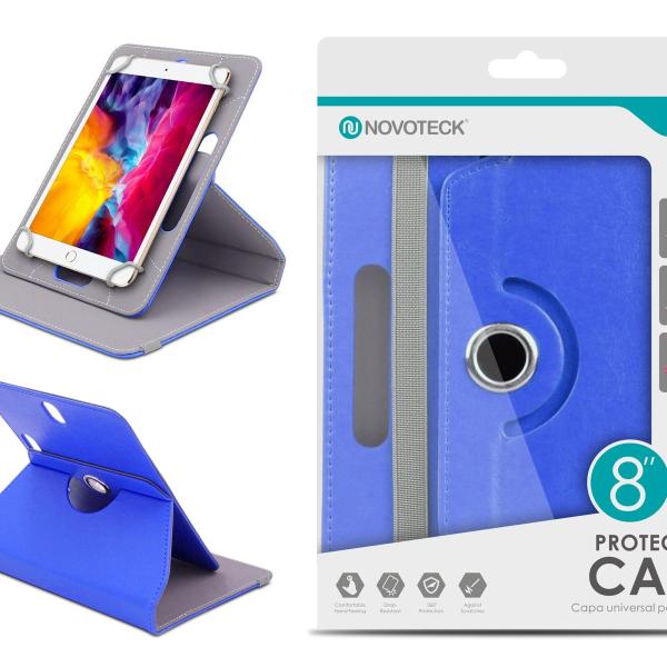 Capa Protetora Universal Azul para Tablet de 8'' - N-002 - Confortável, Resistente a Quedas e com Suporte Ajustável