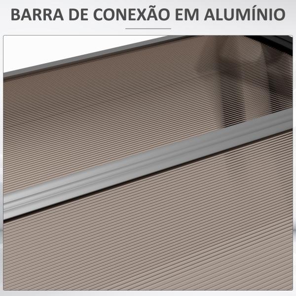 Marquesa Exterior para Portas e Janelas 303x96x27 cm com Barra de Liga de Alumínio PP Policarbonato Castanho