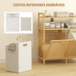 Móvel de Casa de Banho com Cesto para Roupa Suja Móvel para Roupa Suja em Bambu 2 Sacos de Roupa 82x33x88 cm Madeira