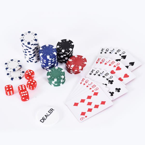 Mala de Poker Profissional com 300 Fichas Jogo de Poker com Mala de Alumínio 5 Dados 2 Baralhos de Cartas e 1 Ficha de Dealer 38x20,5x6,5cm Multicor