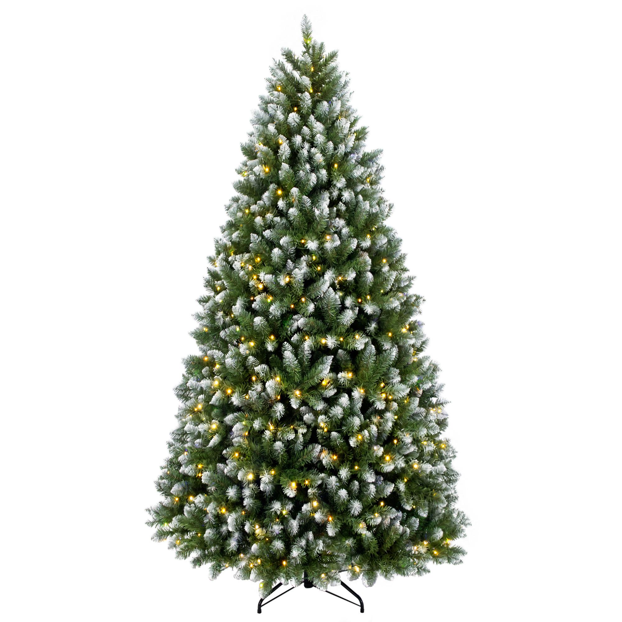Árvore de Natal 220 cm com 400 Luzes LED, 11 Modos, Telecomando, 1378 Pontas e Base Metálica Dobrável, Verde