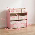 Estante para Brinquedos com 6 Caixas de Tecido não Tecido Amovíveis Organizador de Brinquedos 63x30x66 cm Rosa