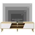 Móvel de TV com 2 Portas e 2 Estantes para Televisores de até 65 Polegadas 150x30x42 cm Madeira e Branco