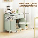 Aparador com Gaveta e Armário de 2 Níveis com Prateleira Ajustável Base Elevada e Amplo Tampo 80x40x90 cm Verde Claro
