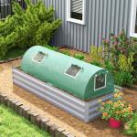 Mini Estufa para Cultivo de Plantas com 4 Janelas Estrutura em Aço e Cobertura de PE Anti - UV 200x80x45 cm Verde