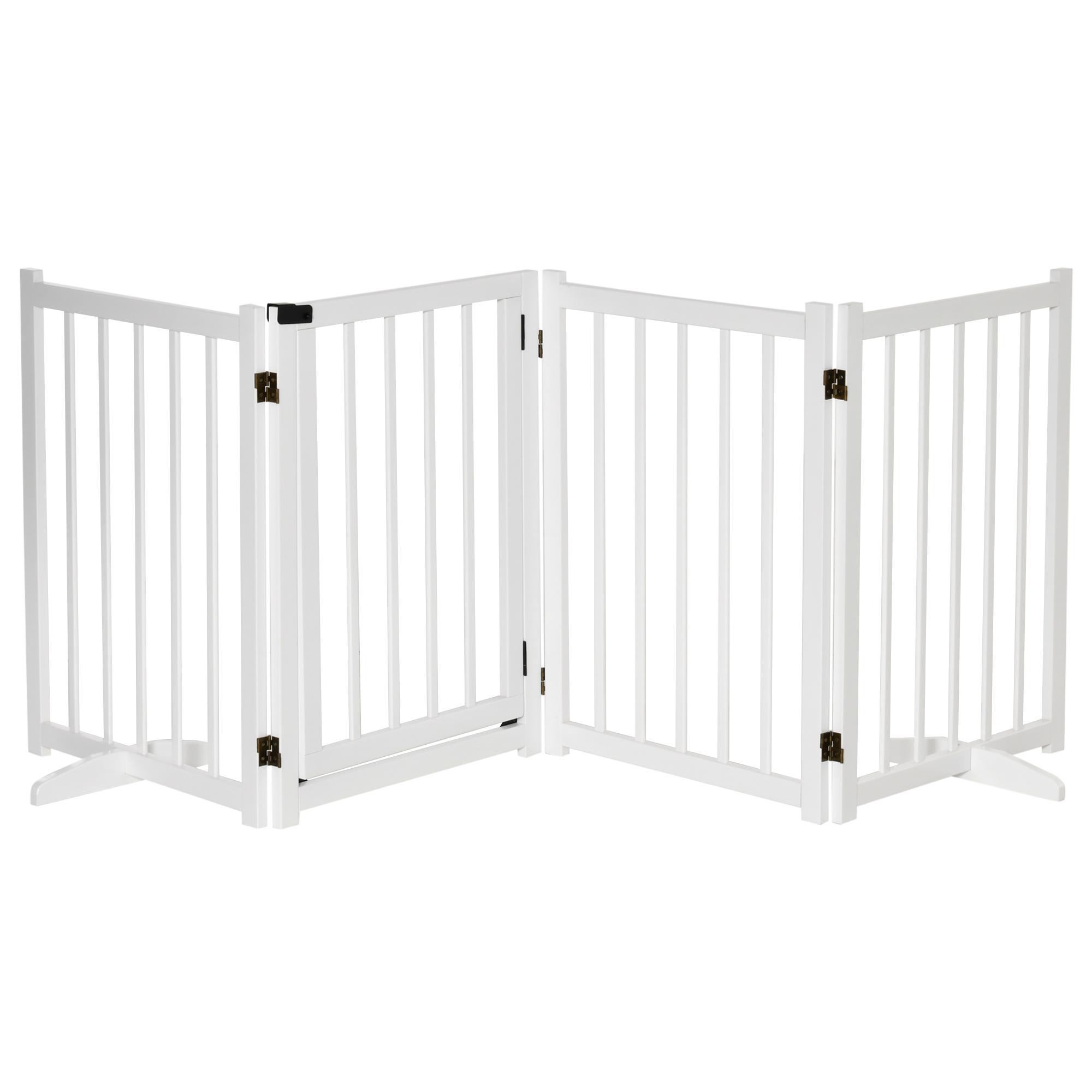 Barreira para Cães Dobrável Barreira para Cães Pequenos e Médios de 4 Painéis com Porta para Escadas e Corredores 237,5x36x80 cm Branco