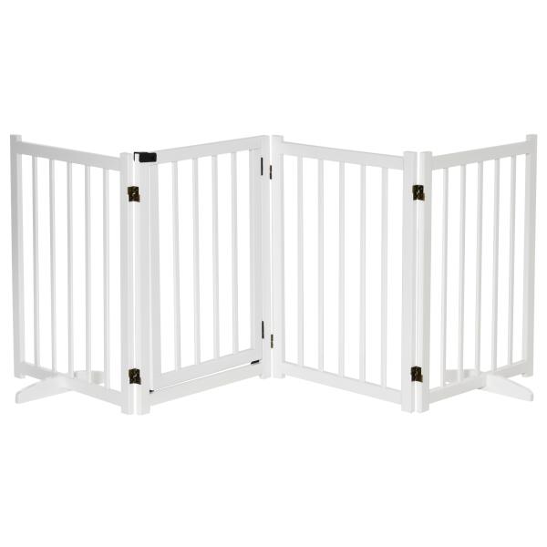 Barreira para Cães Dobrável Barreira para Cães Pequenos e Médios de 4 Painéis com Porta para Escadas e Corredores 237,5x36x80 cm Branco