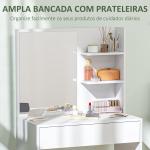 Toucador de Maquilhagem com Espelho Mesa de Maquilhagem com Gaveta e Prateleiras Abertas 75x40x137 cm Branco