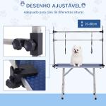 Mesa de Tosquia para Cães Dobrável com Prateleira de Armazenamento e Altura Ajustável 20 - 80 cm 107x60x170 cm Azul