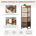 Cómoda de Tecido com 4 Cestos Removíveis e Dobráveis Base Elevada Móvel de Armazenamento para Dormitório Sala de Estar 31x29x99cm Multicor
