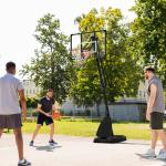 Cesta de Basquetebol Ajustável 236 - 293 cm com Rodas Painel de PC Base Recarregável para Exterior Preto