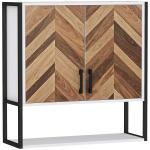 Armário de Parede para Casa de Banho com 2 Portas Prateleiras Ajustáveis e Prateleira Aberta 59x20x60 cm Branco e Madeira
