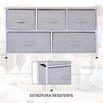 Cómoda com 5 Gavetas de Tecido Cómoda para Quarto Estrutura Metálica 100x30x54 cm Cinzento