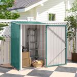 Abrigo de Jardim de Aço Galvanizado com Porta Fechadura e Teto Inclinado 0,92 m² 100x103x160cm Verde
