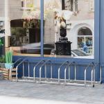 Estacionamento para 4 Bicicletas Suporte de Aço para Estacionar Bicicletas no Chão para Interior e Exterior 110x33x27 cm Prata