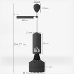 Punching Ball de Boxe com Altura Ajustável com Barra Giratória 360° e Base Preenchida 88x48x155 - 205 cm Preto