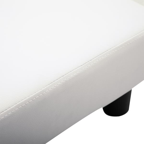 Apoio para os Pés Octomano Banco Pequeno Estofado em Pele Sintética com Assento Acolchoado e Pés de Plástico 40x30x24 cm Branco