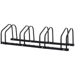 Estacionamento para 4 Bicicletas Suporte de Aço para Estacionar Bicicletas no Chão para Interior e Exterior 110x33x27 cm Preto