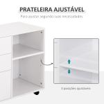 Armário de Escritório para Impressora Multifuncional com 3 Gavetas Prateleira Ajustável e Rodas 80x40x65cm Branco