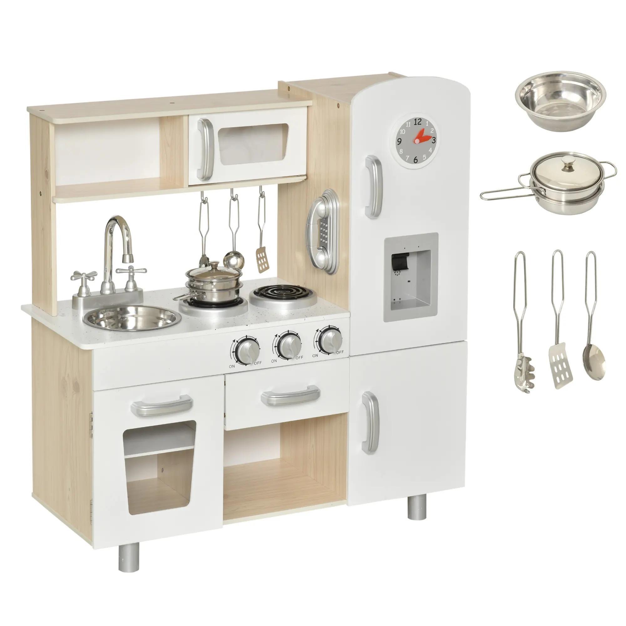 conjunto de brinquedo de cozinha para crianças acima de 3 anos inclui acessorios 74x30x81cm Branco