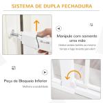 Barreira de Segurança de Cães Animais de Estimação para Escadas e Portas 75 - 103cm com 2 Extensões Fechamento Automático e Sistema de Duplo Bloqueio Aço Branco