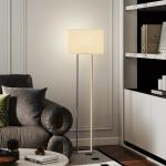 Candeeiro de Pé Moderno com Ecrã de Tecido Luz Noturna Interruptor de Pé e Base Metálica 45x15x150 cm Branco