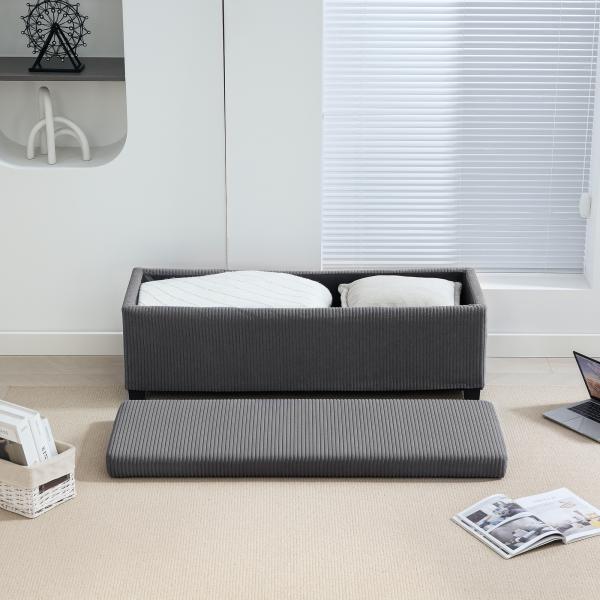 Banco de Arrumação Capacidade de 84 L Estofado em Veludo Banco Pé de Cama para Dormitório 112x42x40 cm Cinza