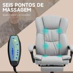 Cadeira de Escritório com Altura Ajustável 6 Pontos de Massagem e Apoio para os Pés Retrátil 68,5x68,5x113 - 121 cm Cinza