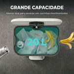Caixote do Lixo de Cozinha 20 L em Aço Galvanizado com Tampa de Fecho Suave Pedal Balde Interior Amovível e Acabamento Anti - impressões Digitais Creme
