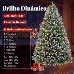 Árvore de Natal 180 cm com 350 Luzes LED, 11 Modos, Comando à Distância, 1020 Pontas, Base Metálica Dobrável, Verde