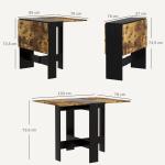 Mesa Dobrável de Jantar Mesa de Cozinha com Abas Rebatíveis para Espaços Pequenos 103x76x73,5 cm Preto e Castanho Rústico