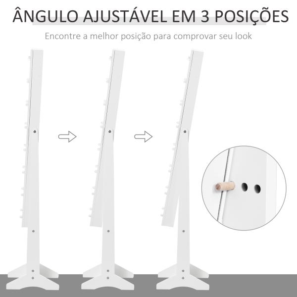 Guarda - Joias de Pé, com Espelho, Armário para Joias 16 Luzes LED Reclinável 36x30x136cm Branco