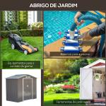 Abrigo de Jardim 213x130x185cm Abrigo de Jardim Metálico de Exterior com 2 Portas Deslizantes e 4 Janelas Cinza Claro